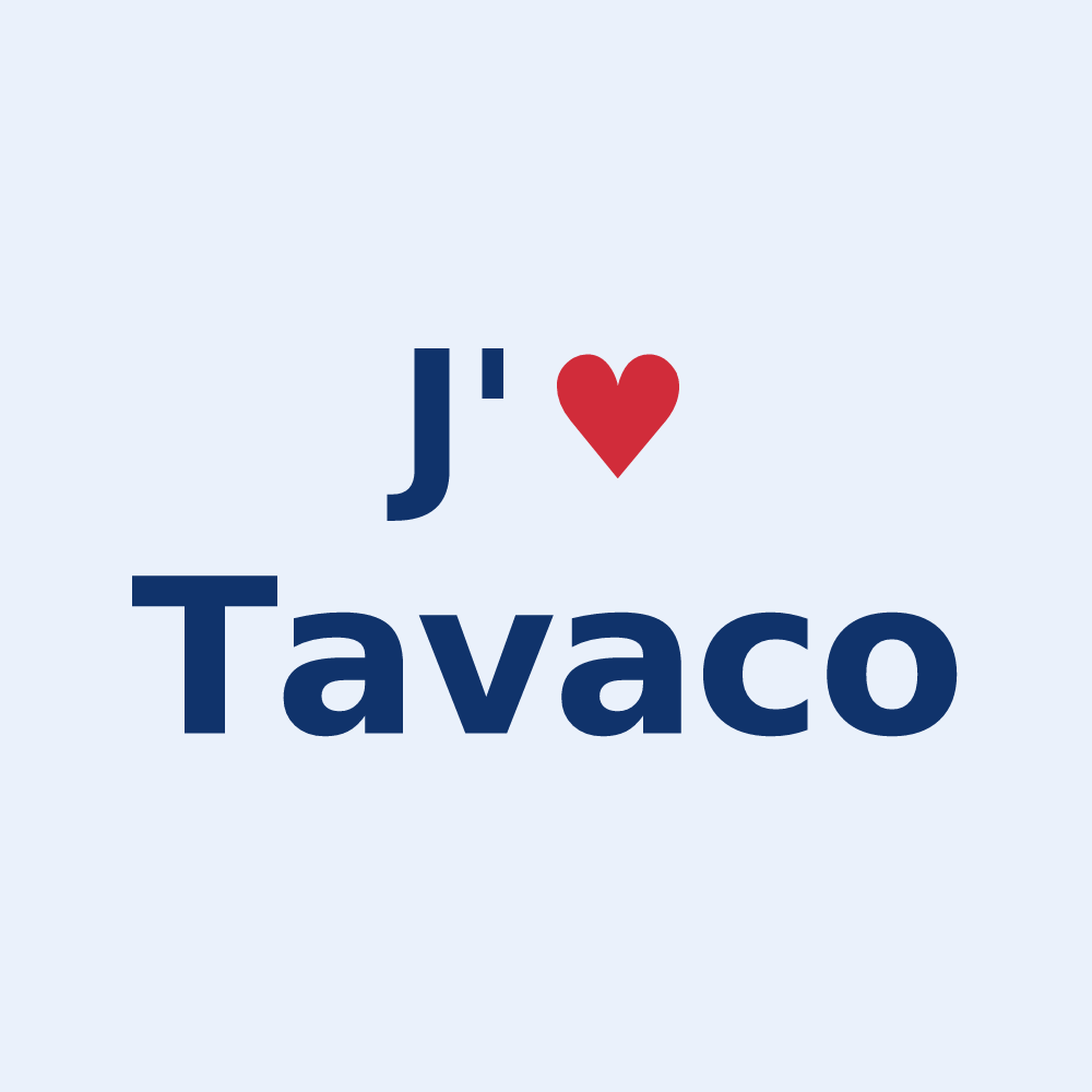 Sticker personnalisé Tavaco — design « J'aime Tavaco » imprimé sur le sticker