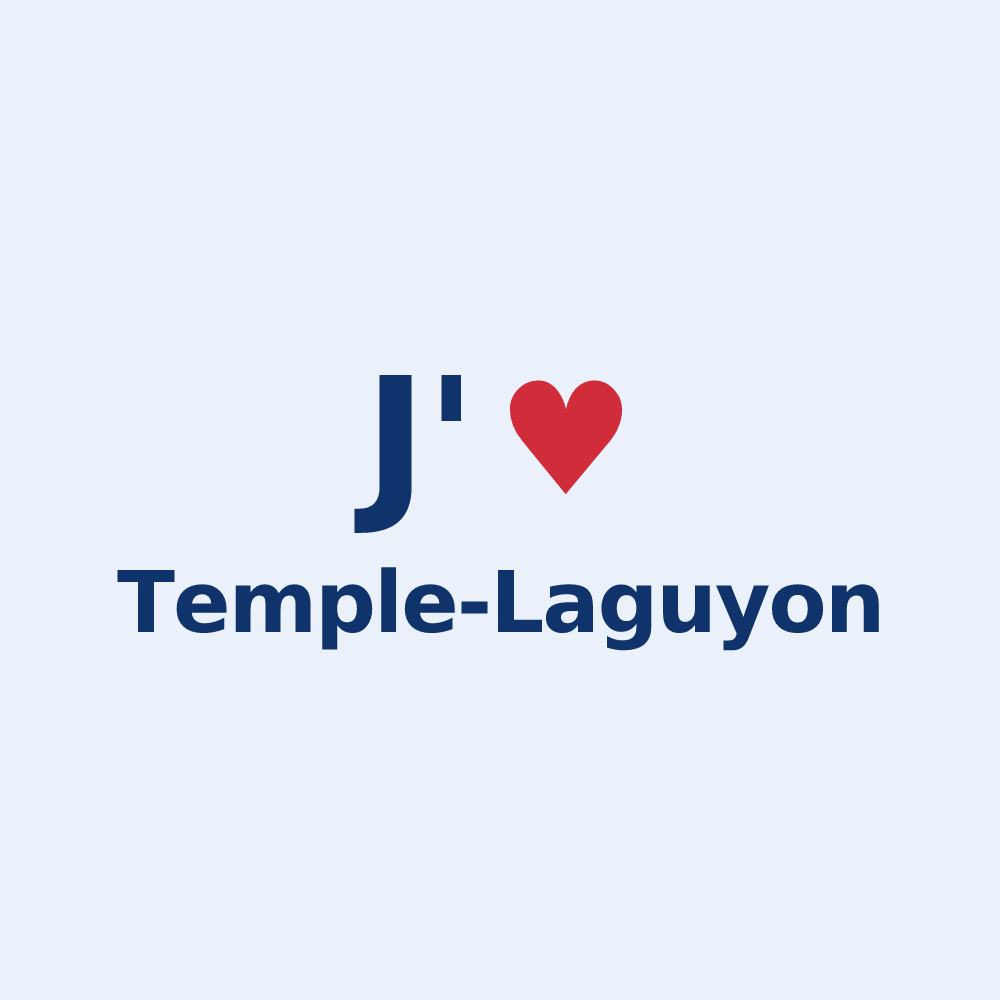 Sticker personnalisé Temple-Laguyon — design J'aime Temple-Laguyon