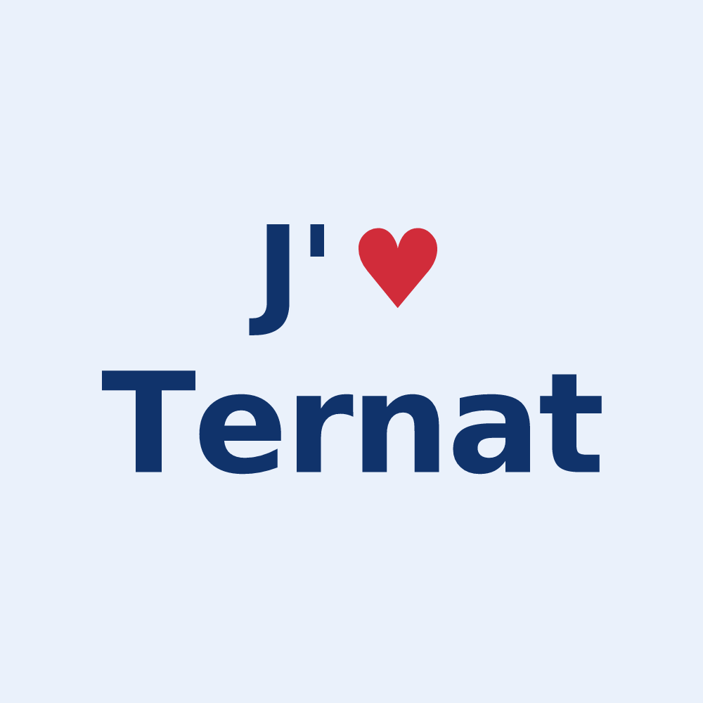 Sticker personnalisé Ternat — design J'aime Ternat