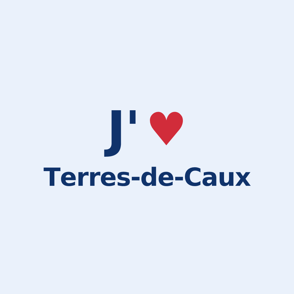 Sticker personnalisé Terres-de-Caux — design « J'aime Terres-de-Caux » imprimé sur le sticker