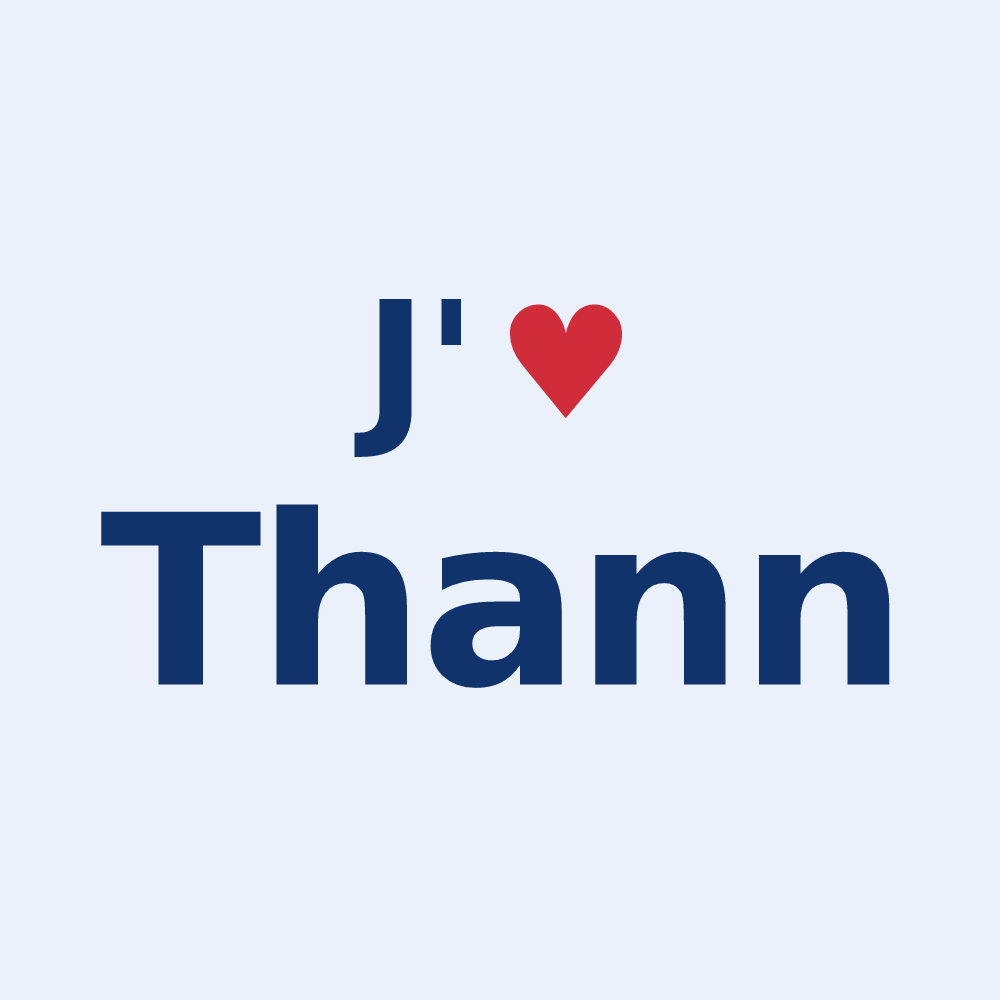 Sticker personnalisé Thann — design « J'aime Thann » imprimé sur le sticker