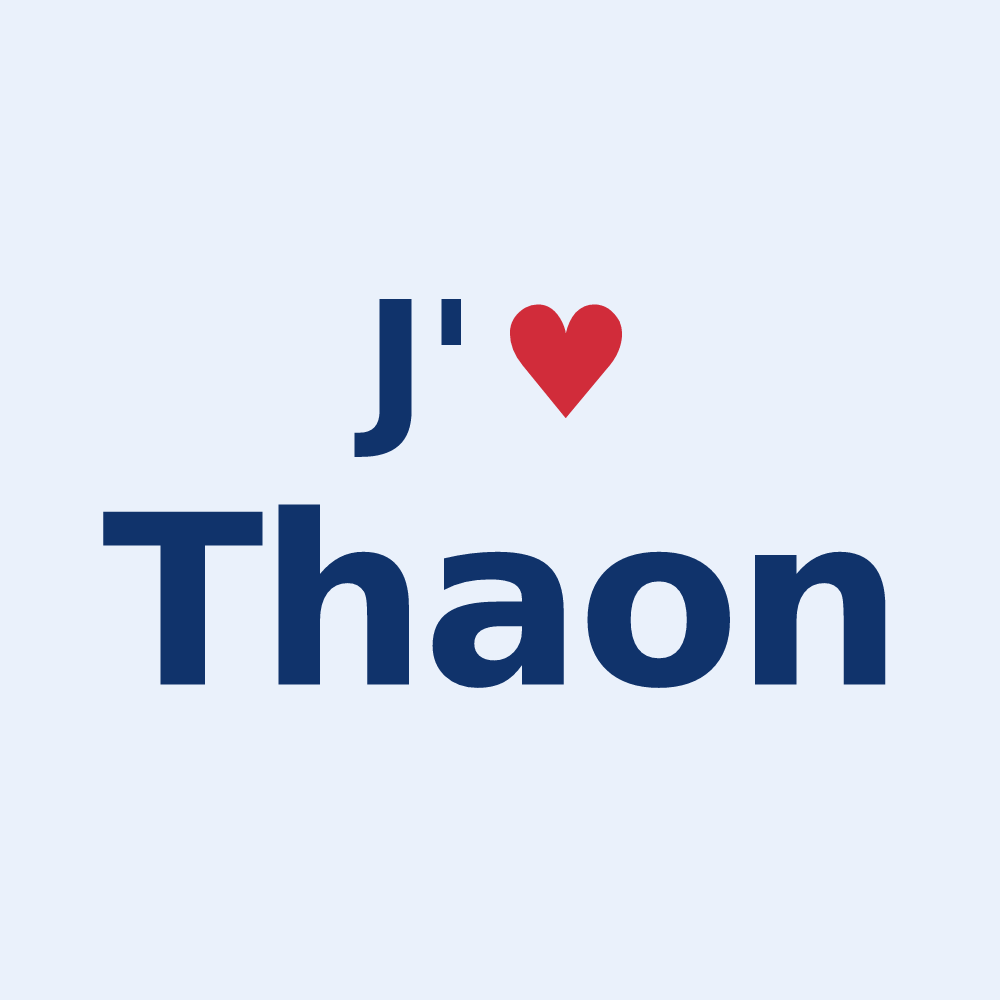 Sticker personnalisé Thaon — design « J'aime Thaon » imprimé sur le sticker