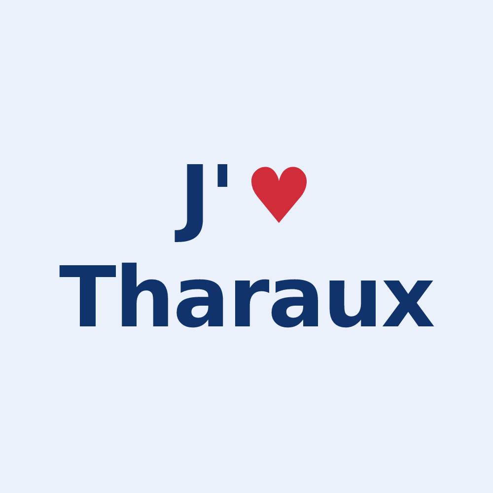 Sticker personnalisé Tharaux — design « J'aime Tharaux » imprimé sur le sticker