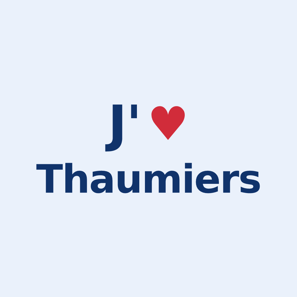 Sticker personnalisé Thaumiers — design « J'aime Thaumiers » imprimé sur le sticker