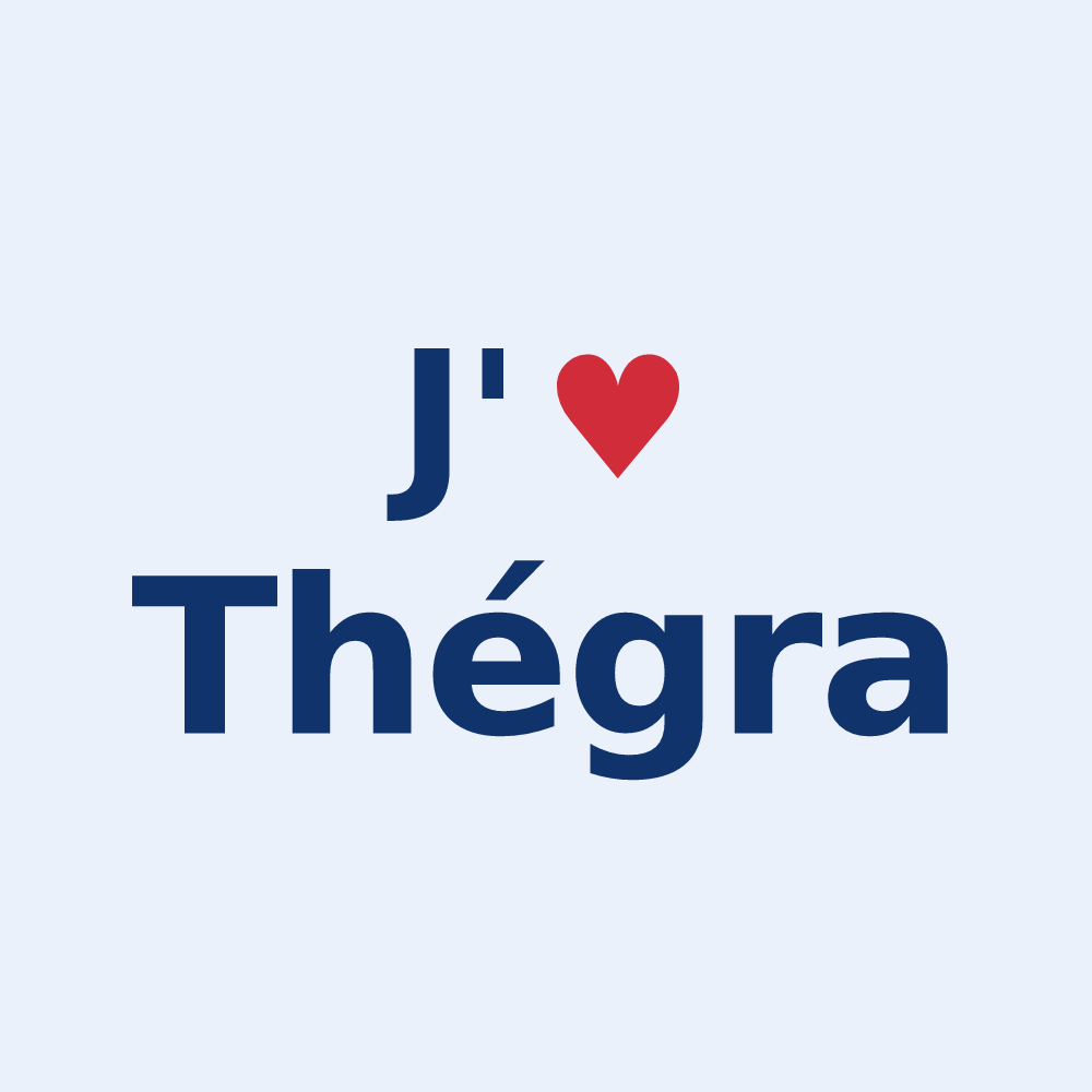 Sticker personnalisé Thégra — design J'aime Thégra