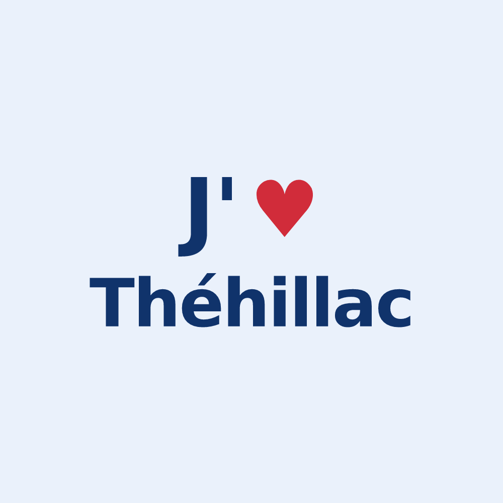 Sticker personnalisé Théhillac — design J'aime Théhillac