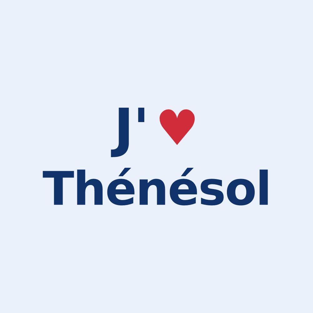 Sticker personnalisé Thénésol — design « J'aime Thénésol » imprimé sur le sticker