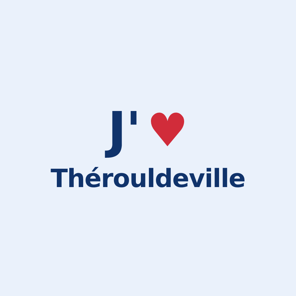 Sticker personnalisé Thérouldeville — design « J'aime Thérouldeville » imprimé sur le sticker