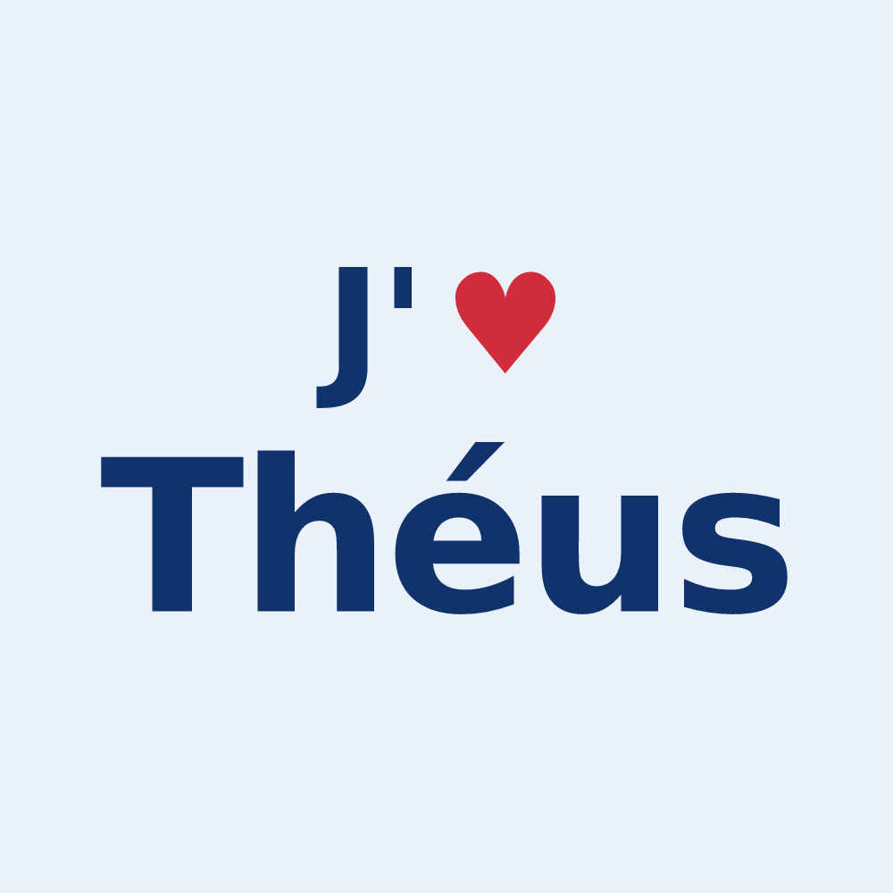 Sticker personnalisé Théus — design J'aime Théus