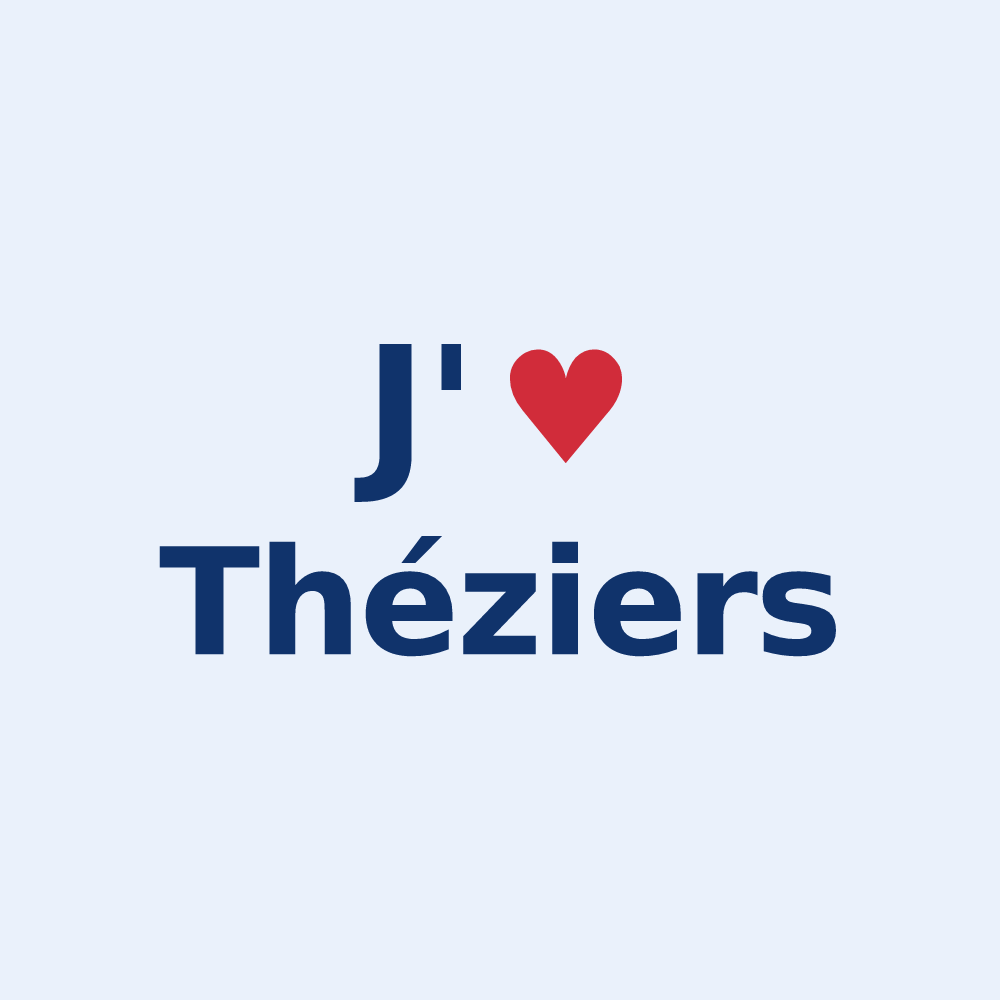 Sticker personnalisé Théziers — design J'aime Théziers