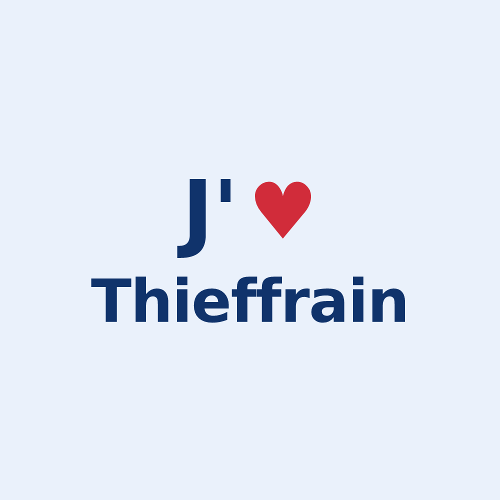 Sticker personnalisé Thieffrain — design « J'aime Thieffrain » imprimé sur le sticker
