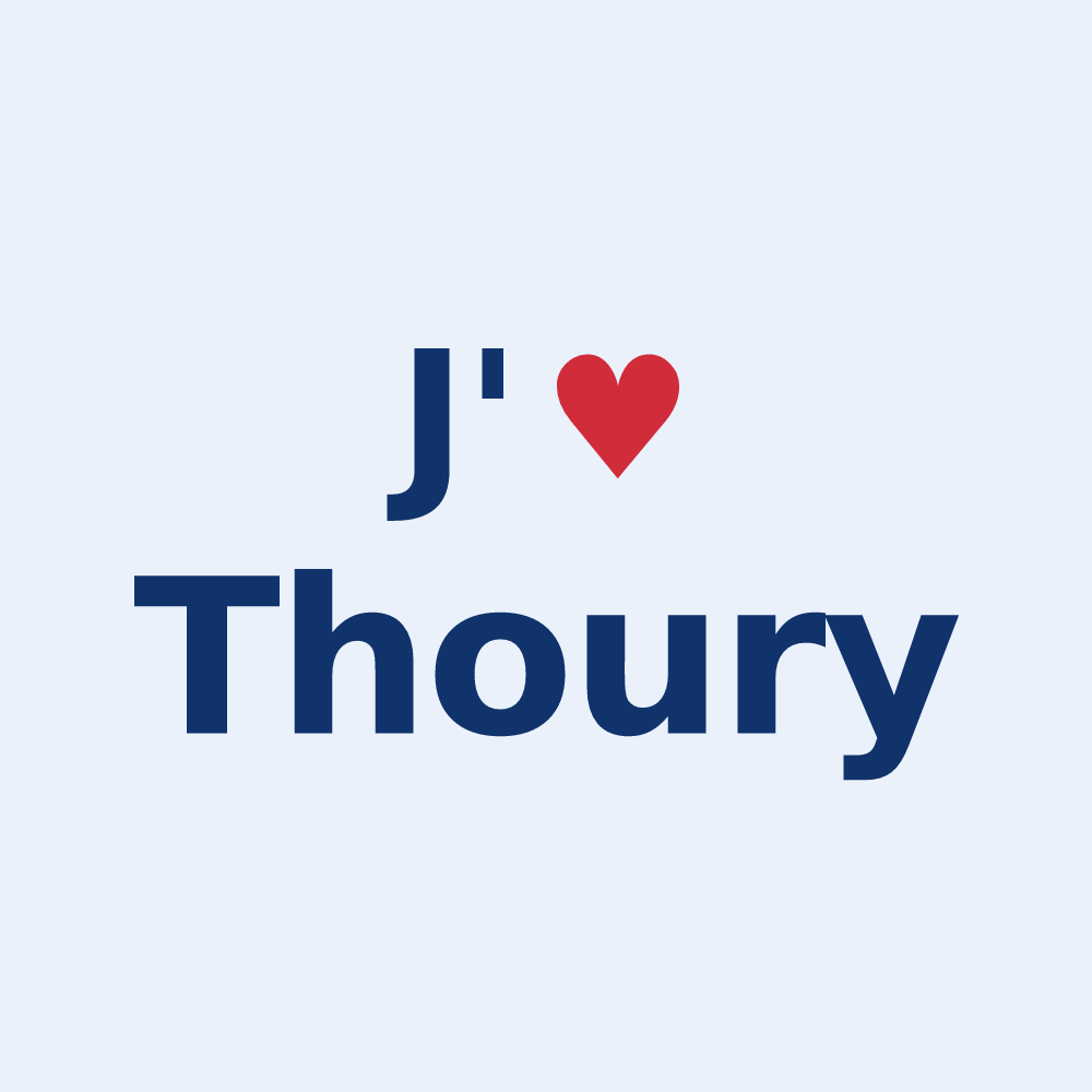Sticker personnalisé Thoury — design « J'aime Thoury » imprimé sur le sticker