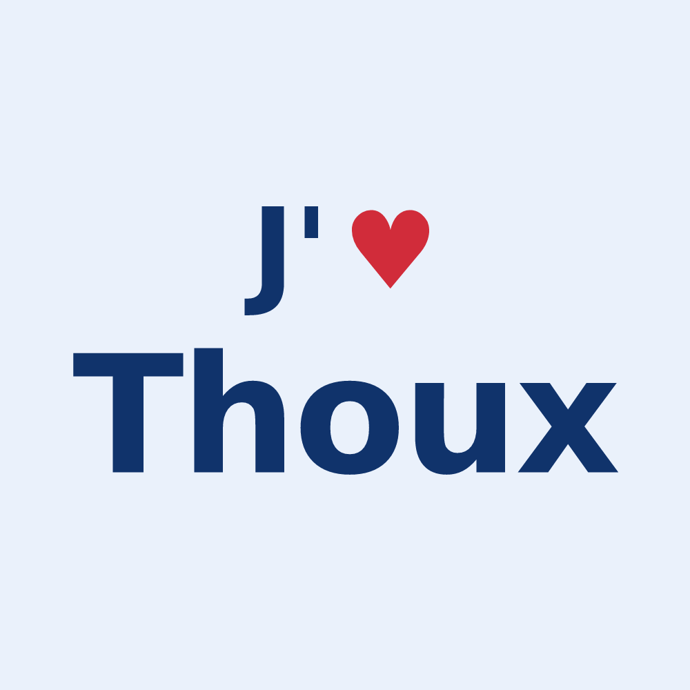 Sticker personnalisé Thoux — design « J'aime Thoux » imprimé sur le sticker
