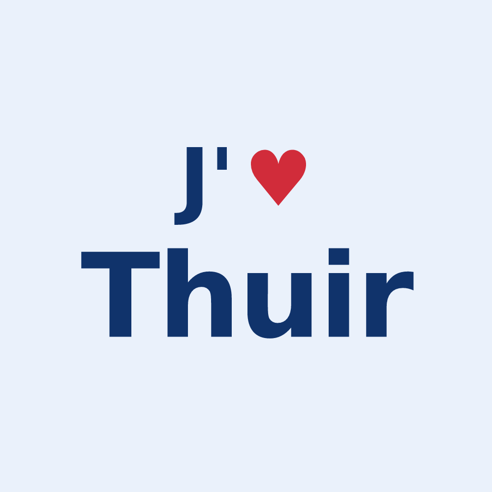 Sticker personnalisé Thuir — design « J'aime Thuir » imprimé sur le sticker