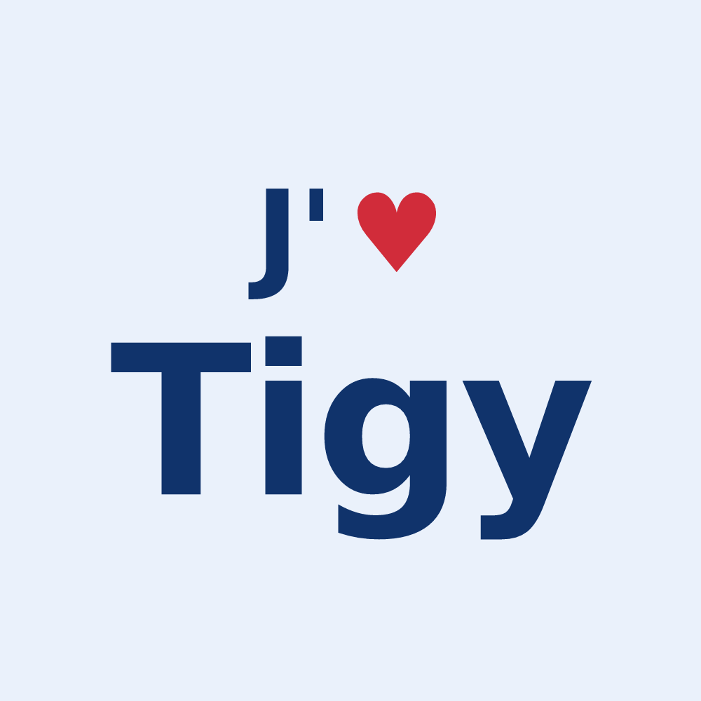Sticker personnalisé Tigy — design « J'aime Tigy » imprimé sur le sticker