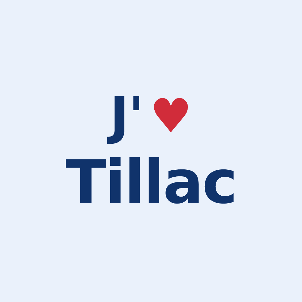 Sticker personnalisé Tillac — design « J'aime Tillac » imprimé sur le sticker