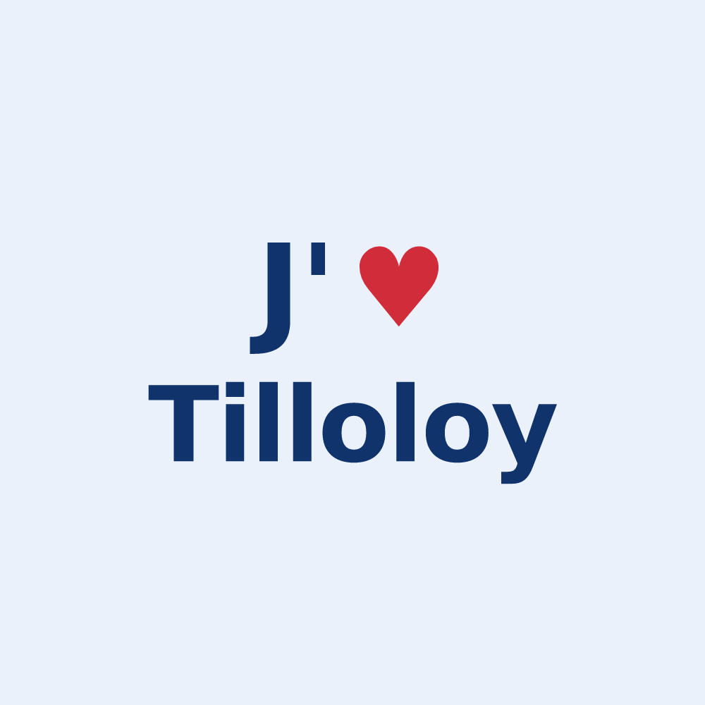Sticker personnalisé Tilloloy — design « J'aime Tilloloy » imprimé sur le sticker