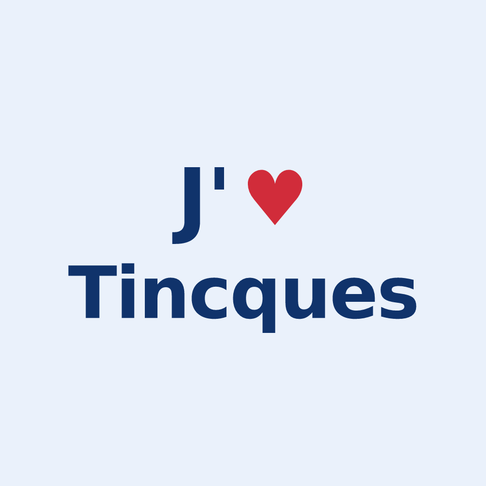 Sticker personnalisé Tincques — design J'aime Tincques