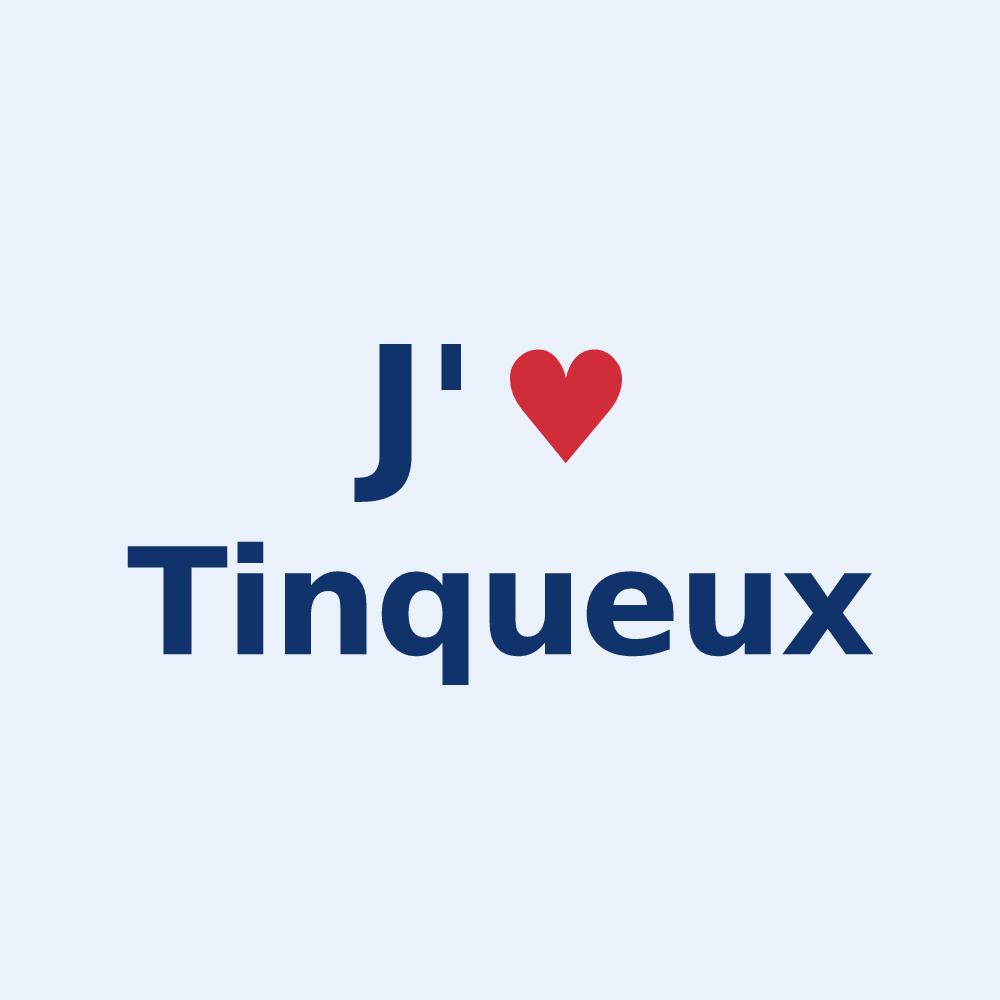 Sticker personnalisé Tinqueux — design « J'aime Tinqueux » imprimé sur le sticker
