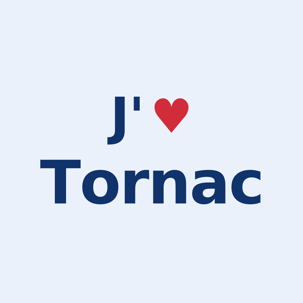 Sticker personnalisé Tornac — design « J'aime Tornac » imprimé sur le sticker