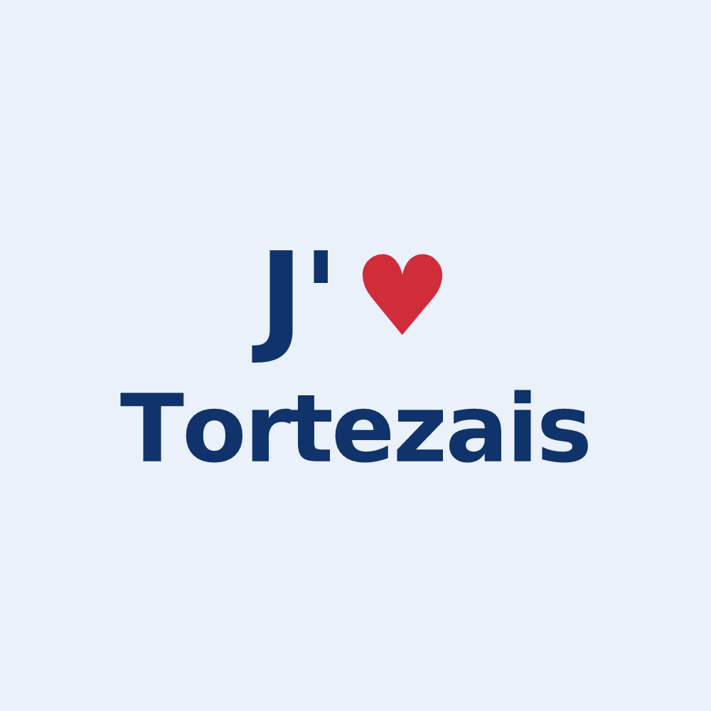 Sticker personnalisé Tortezais — design « J'aime Tortezais » imprimé sur le sticker