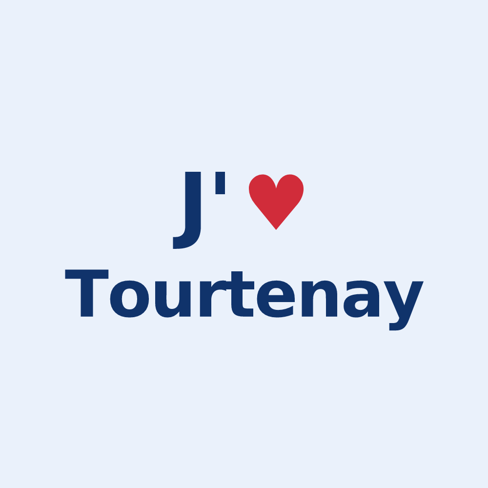 Sticker personnalisé Tourtenay — design « J'aime Tourtenay » imprimé sur le sticker