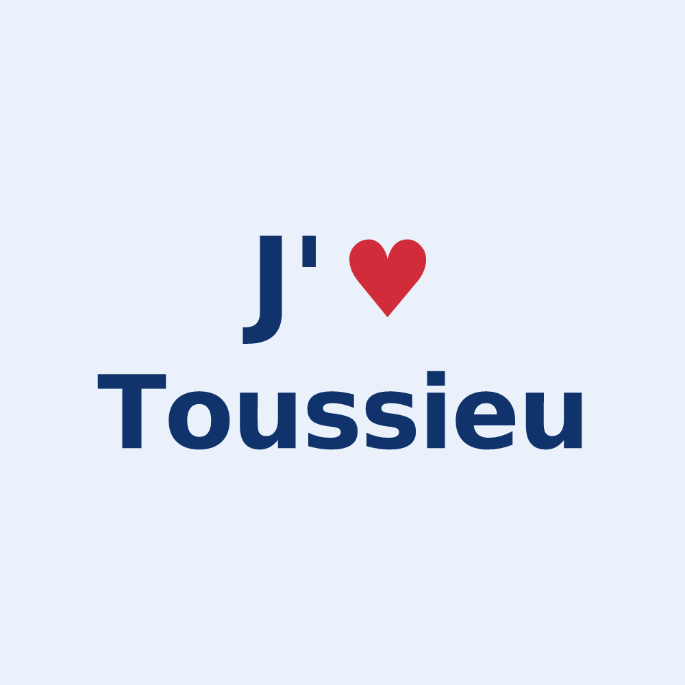 Sticker personnalisé Toussieu — design J'aime Toussieu