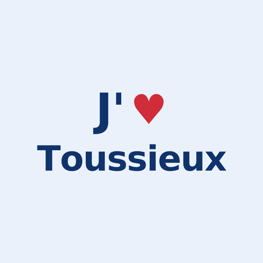Sticker personnalisé Toussieux — design J'aime Toussieux