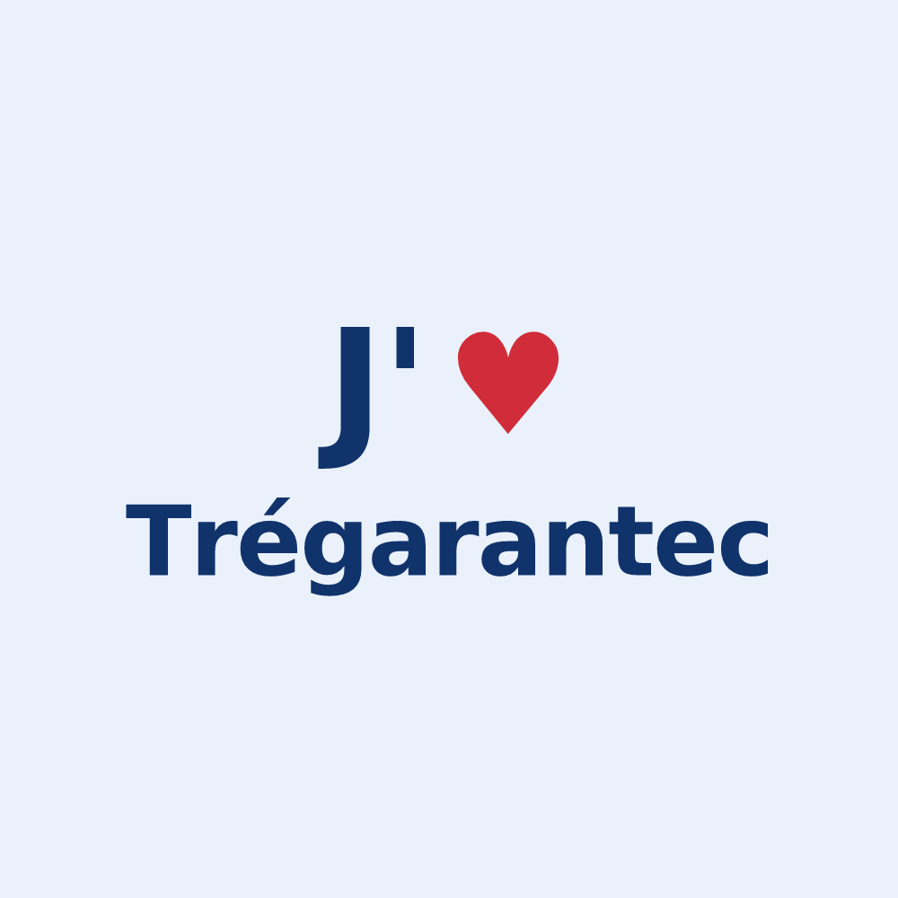 Sticker personnalisé Trégarantec — design « J'aime Trégarantec » imprimé sur le sticker