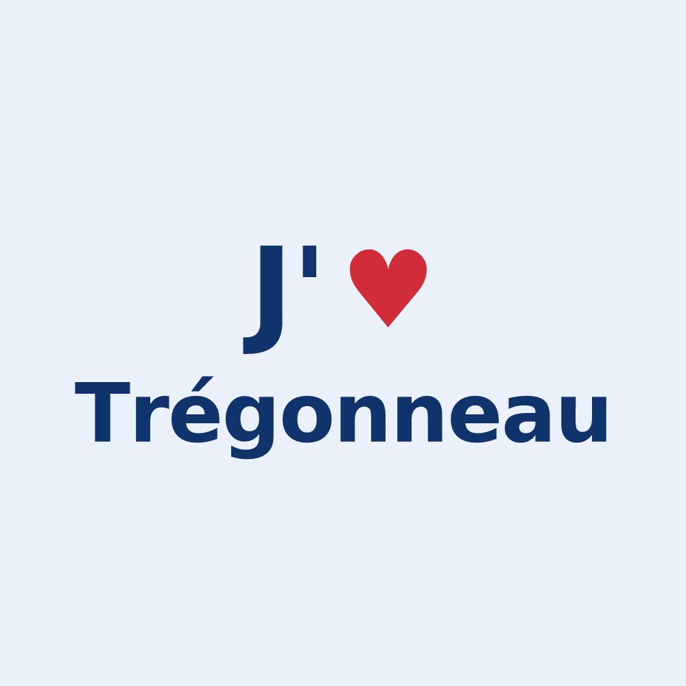 Sticker personnalisé Trégonneau — design « J'aime Trégonneau » imprimé sur le sticker