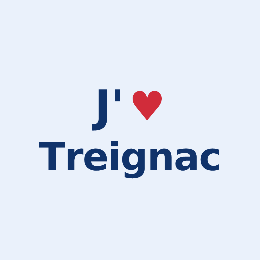 Sticker personnalisé Treignac — design J'aime Treignac