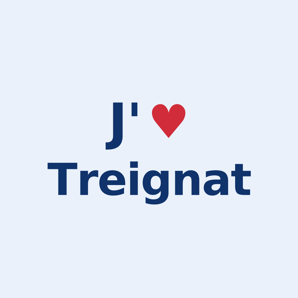 Sticker personnalisé Treignat — design J'aime Treignat