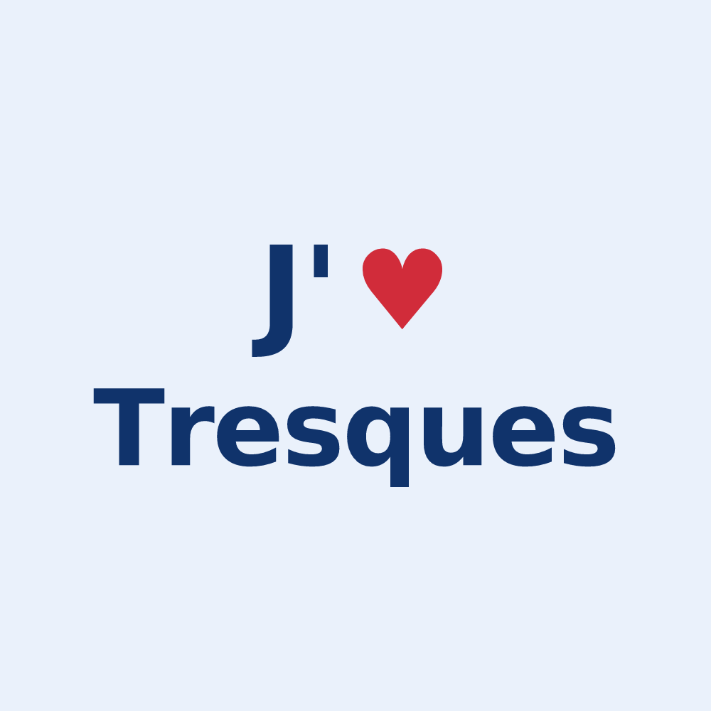 Sticker personnalisé Tresques — design « J'aime Tresques » imprimé sur le sticker