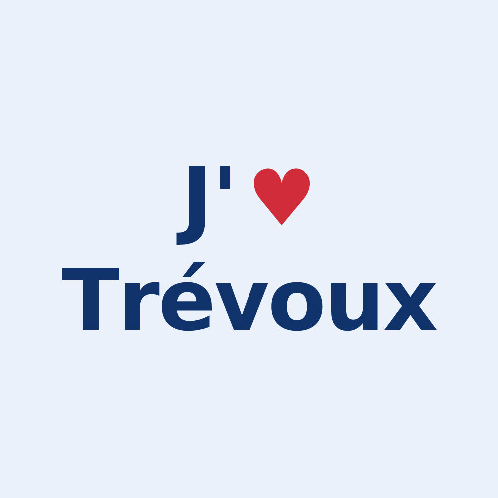 Sticker personnalisé Trévoux — design « J'aime Trévoux » imprimé sur le sticker