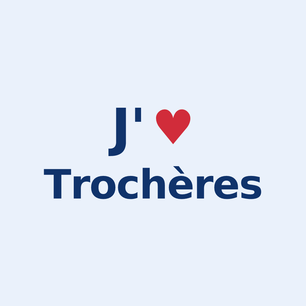 Sticker personnalisé Trochères — design « J'aime Trochères » imprimé sur le sticker