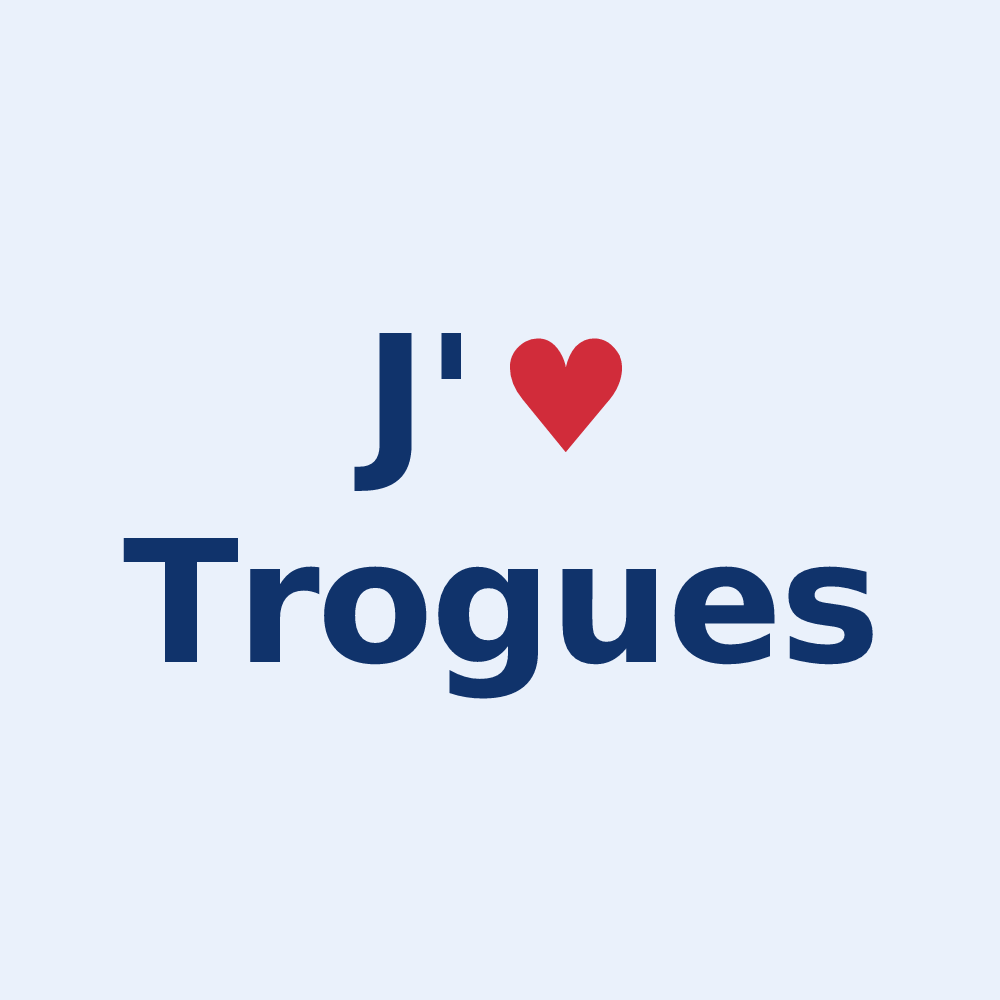 Sticker personnalisé Trogues — design « J'aime Trogues » imprimé sur le sticker