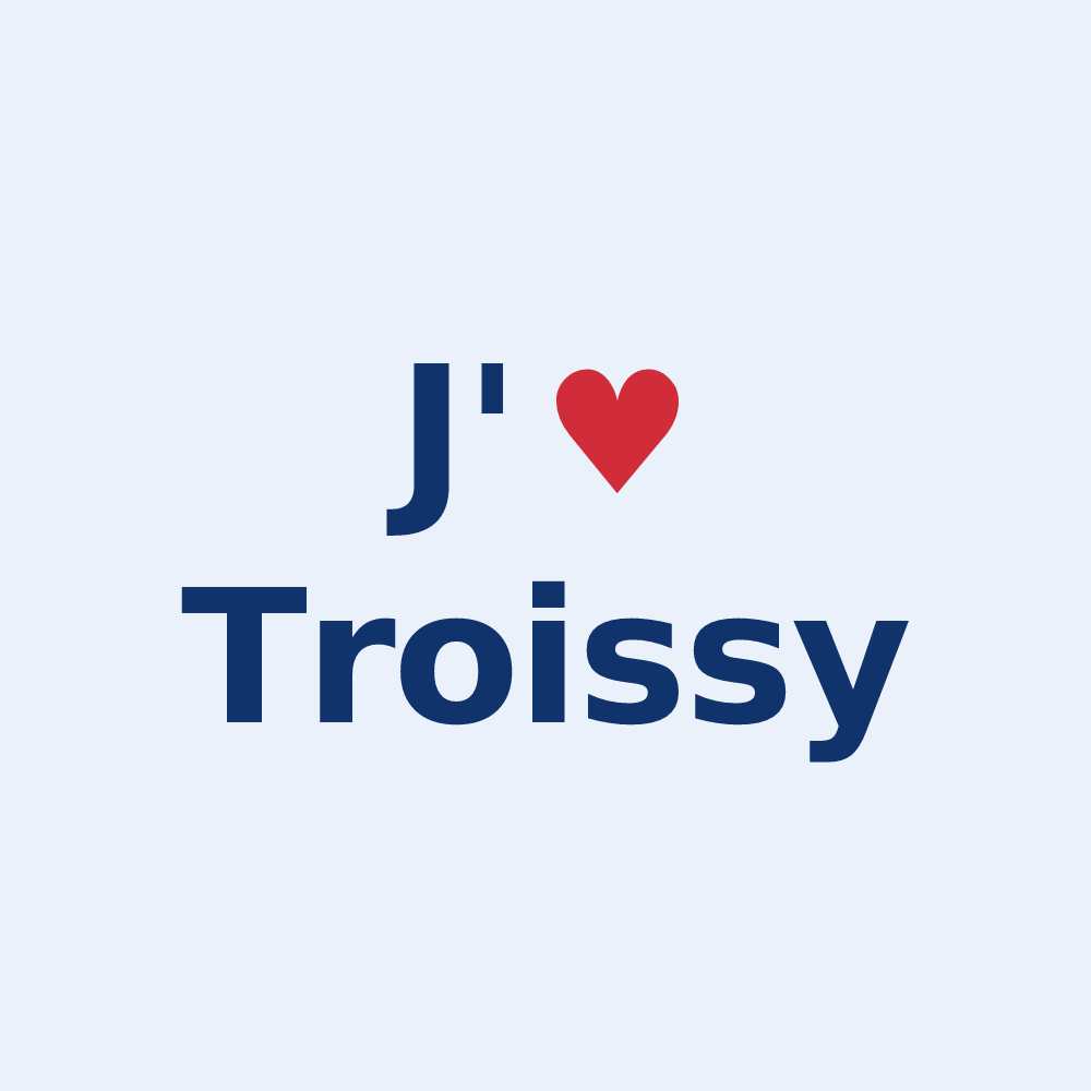 Sticker personnalisé Troissy — design J'aime Troissy