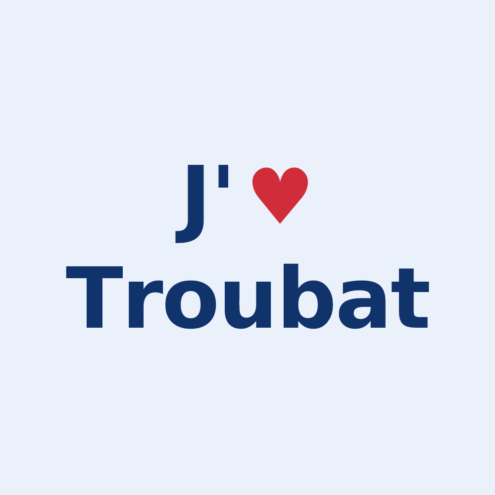 Sticker personnalisé Troubat — design J'aime Troubat