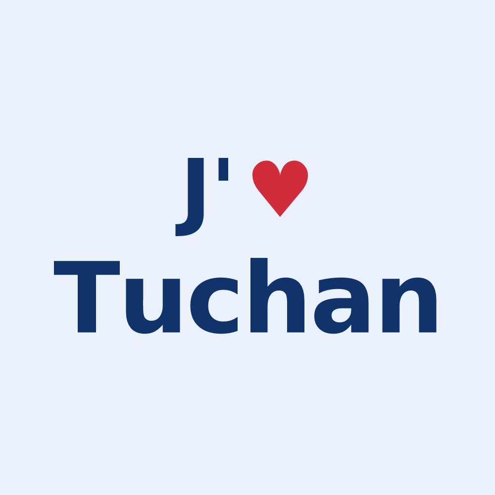 Sticker personnalisé Tuchan — design « J'aime Tuchan » imprimé sur le sticker
