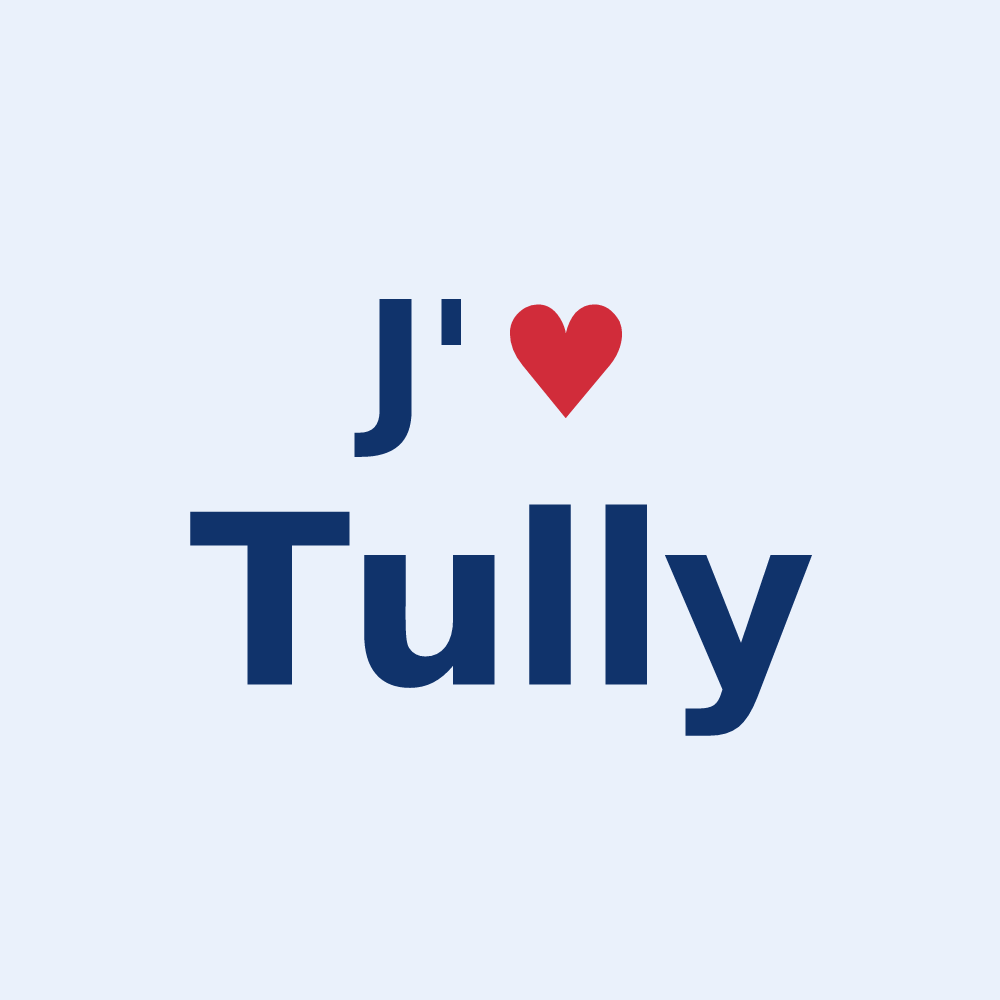 Sticker personnalisé Tully — design « J'aime Tully » imprimé sur le sticker