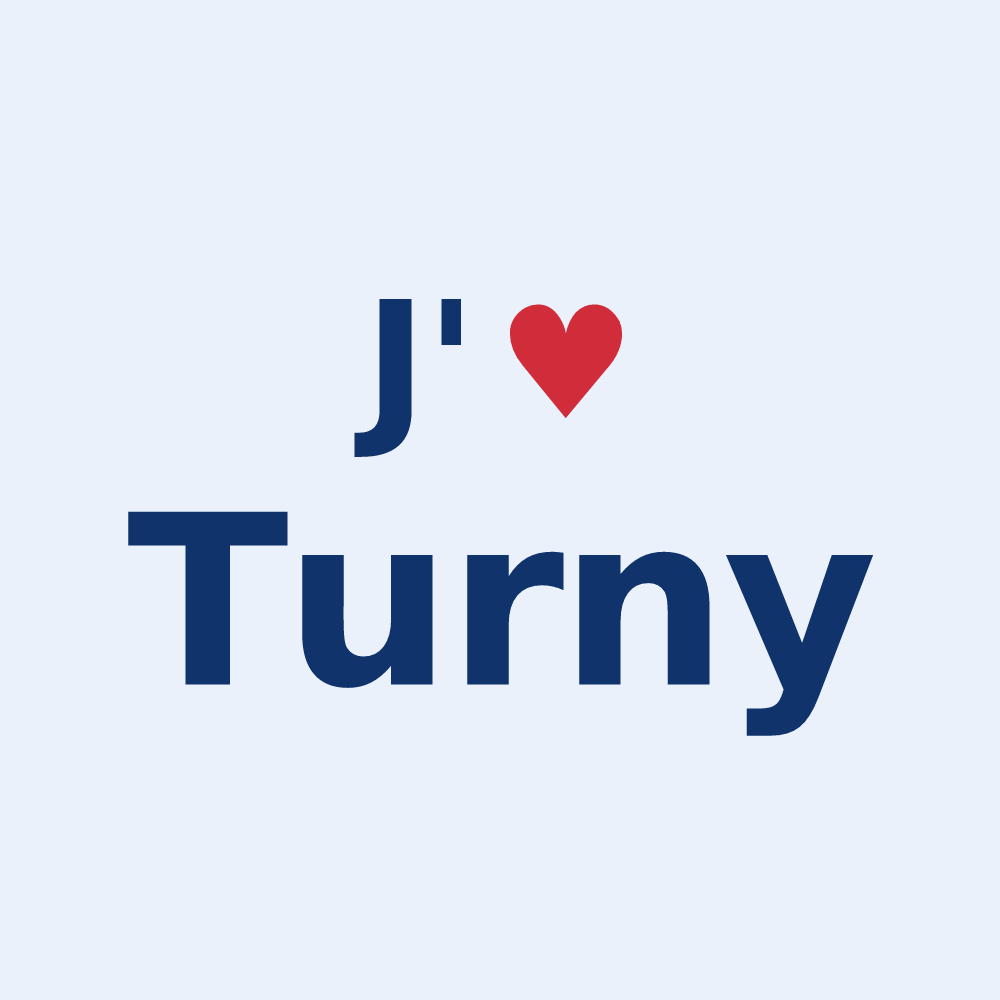 Sticker personnalisé Turny — design « J'aime Turny » imprimé sur le sticker