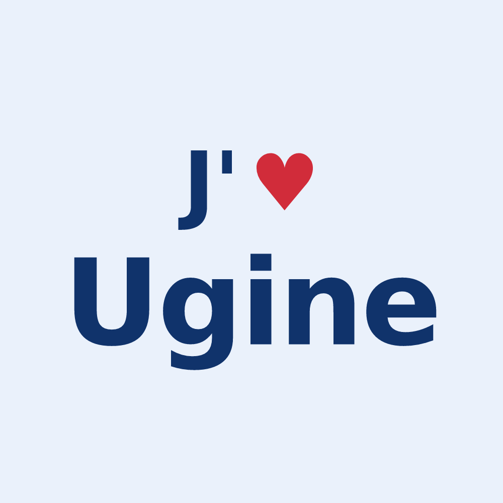 Sticker personnalisé Ugine — design J'aime Ugine