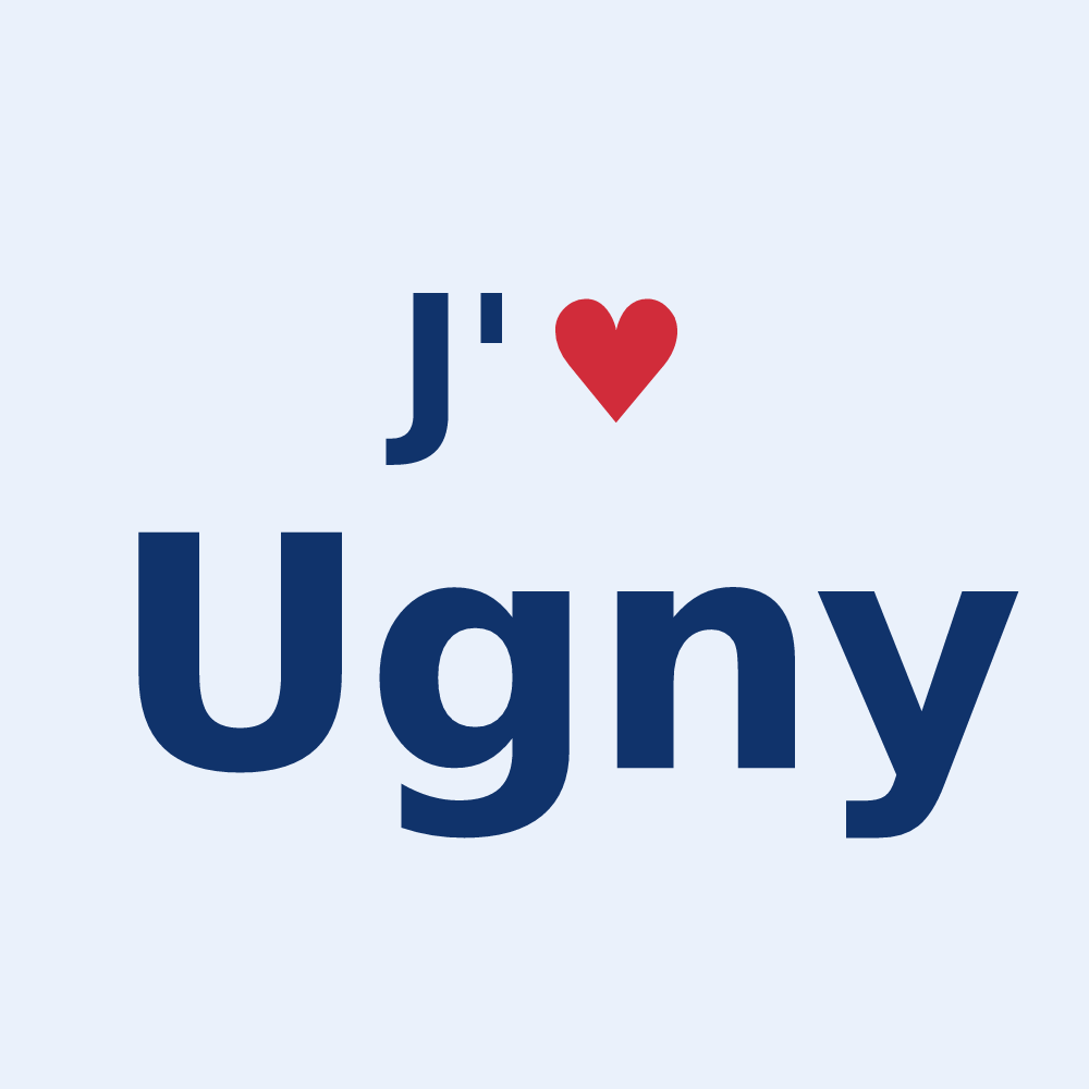 Sticker personnalisé Ugny — design J'aime Ugny