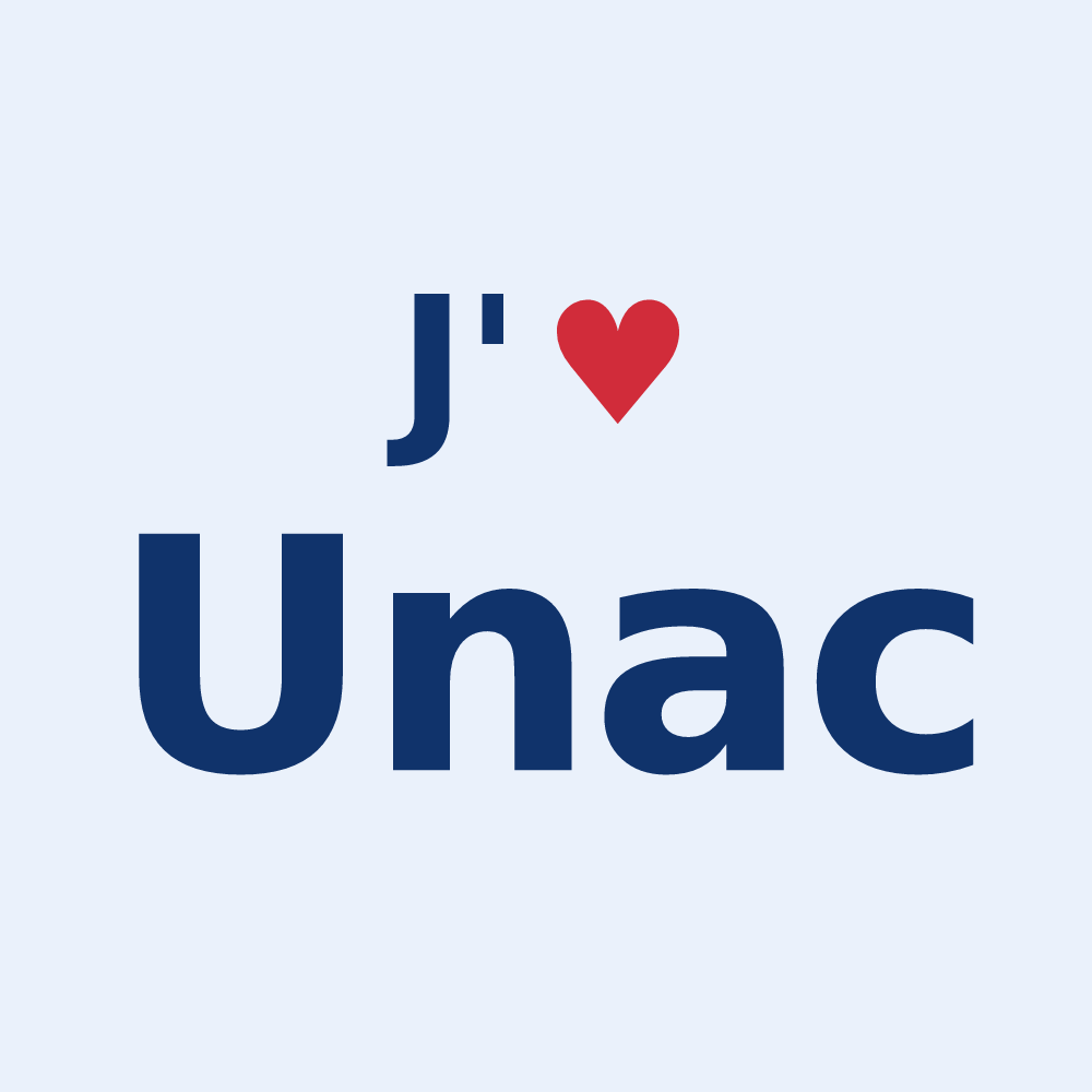 Sticker personnalisé Unac — design J'aime Unac