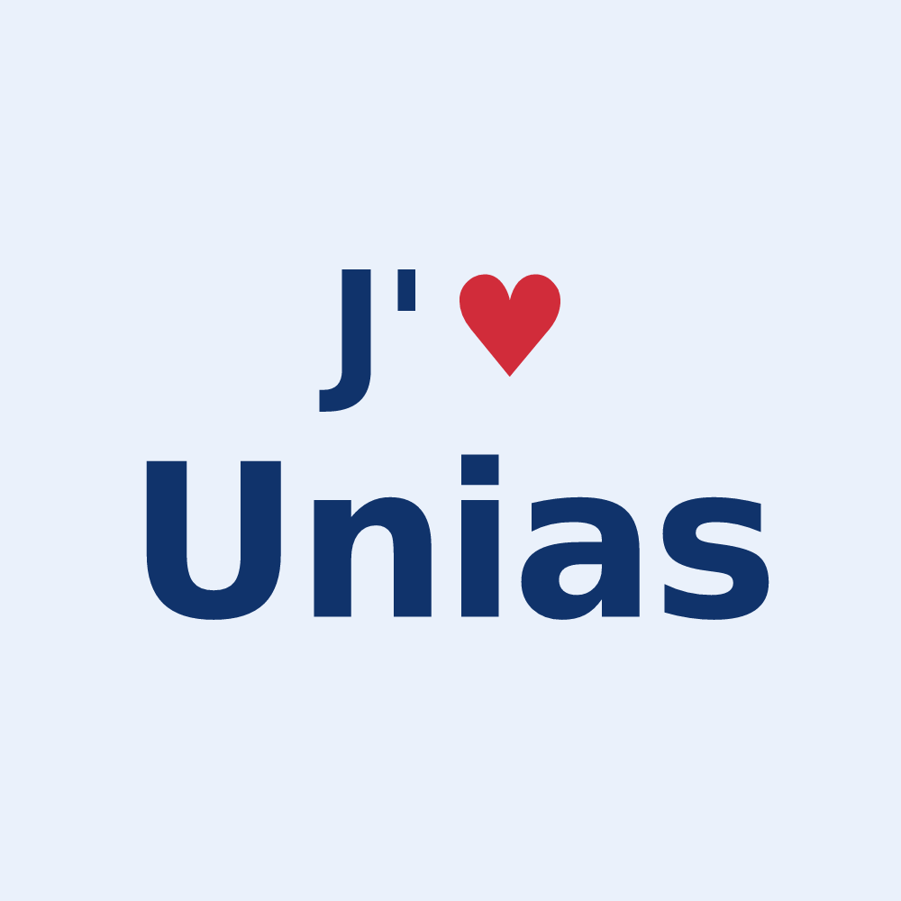 Sticker personnalisé Unias — design « J'aime Unias » imprimé sur le sticker