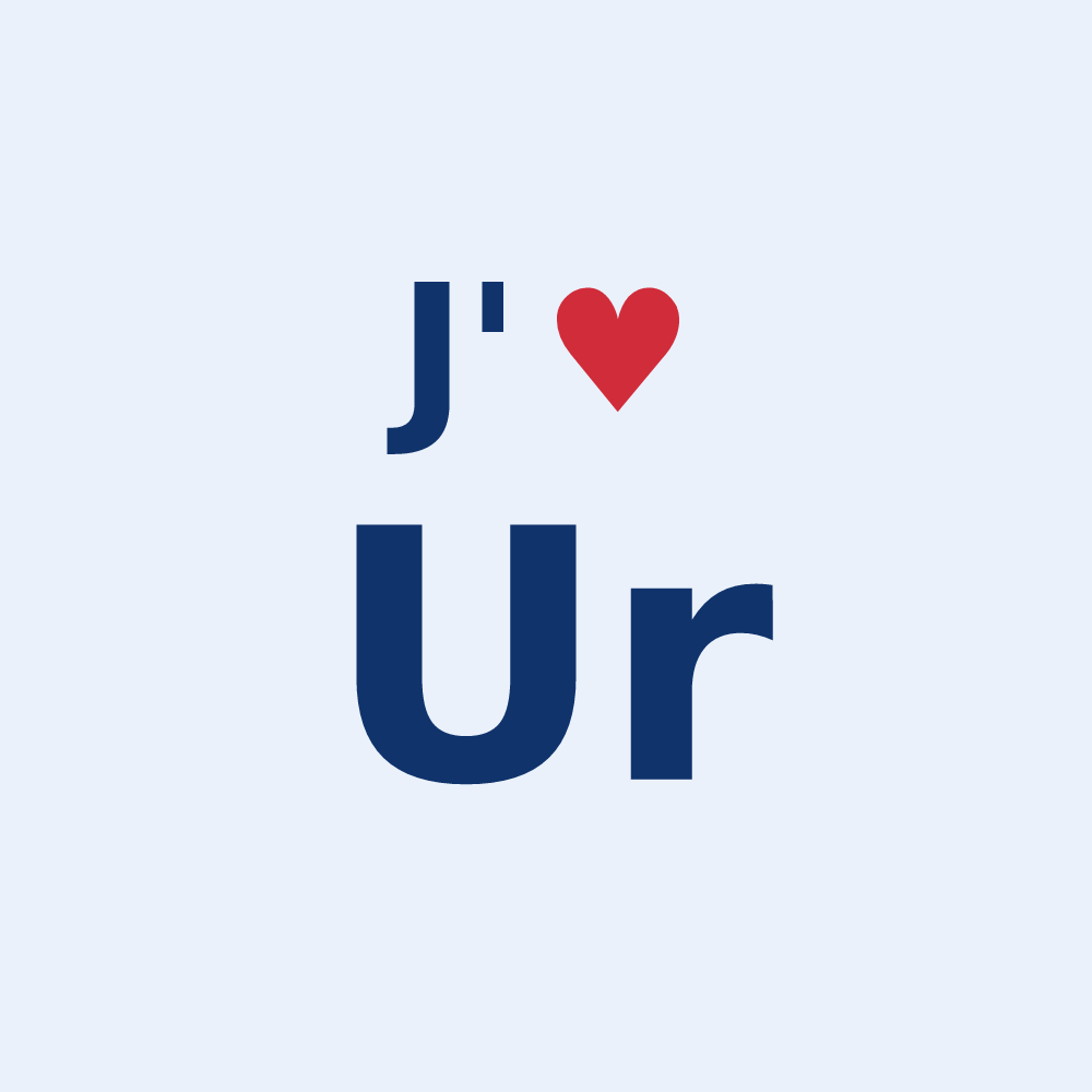 Sticker personnalisé Ur — design « J'aime Ur » imprimé sur le sticker