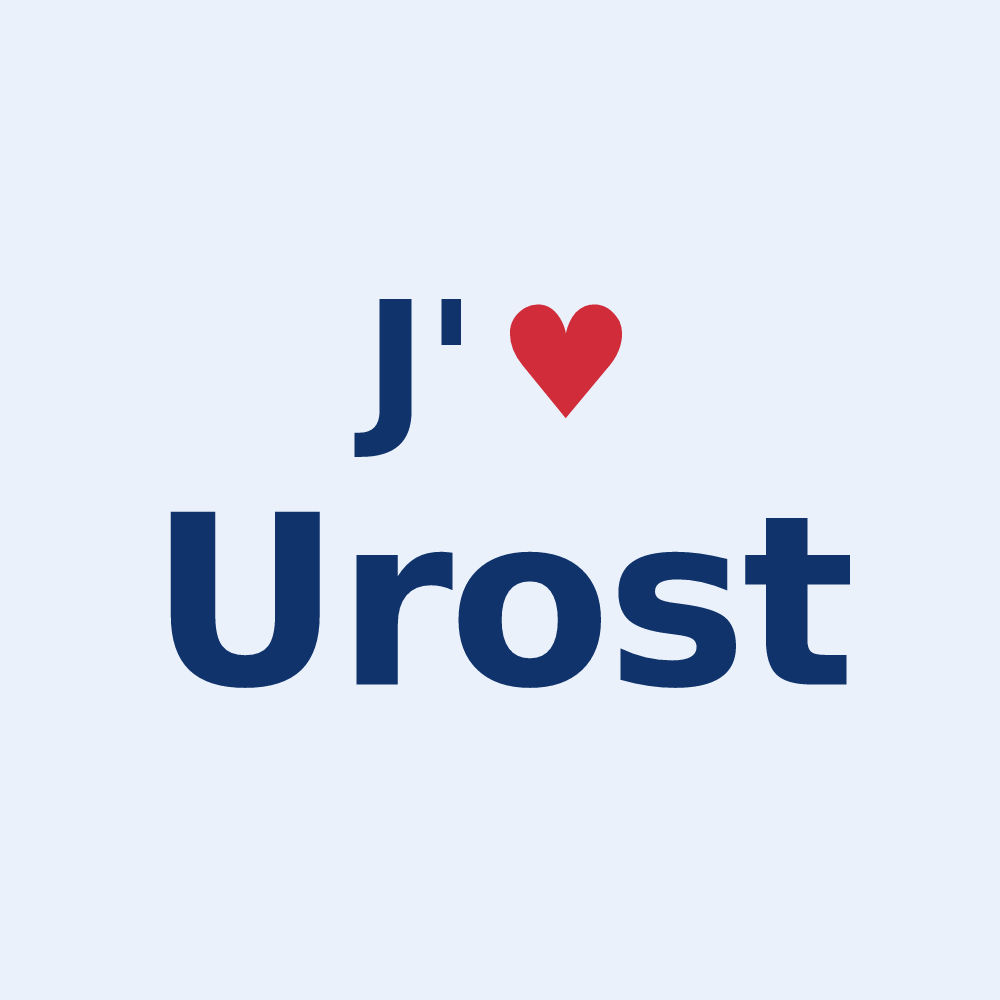 Sticker personnalisé Urost — design « J'aime Urost » imprimé sur le sticker