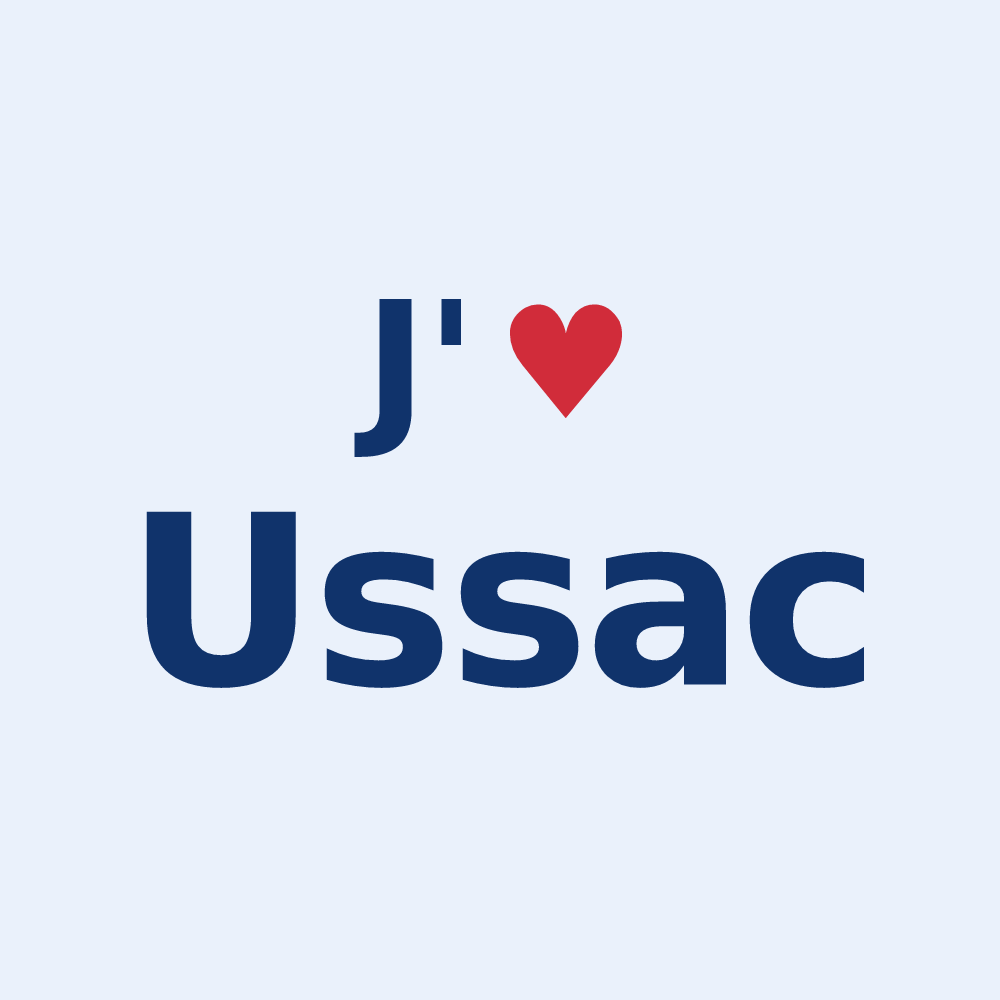 Sticker personnalisé Ussac — design J'aime Ussac