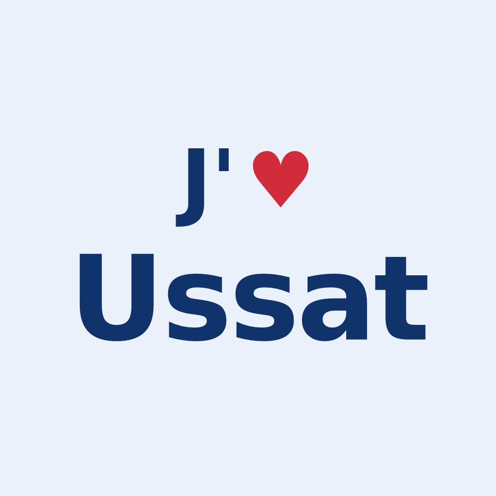 Sticker personnalisé Ussat — design J'aime Ussat