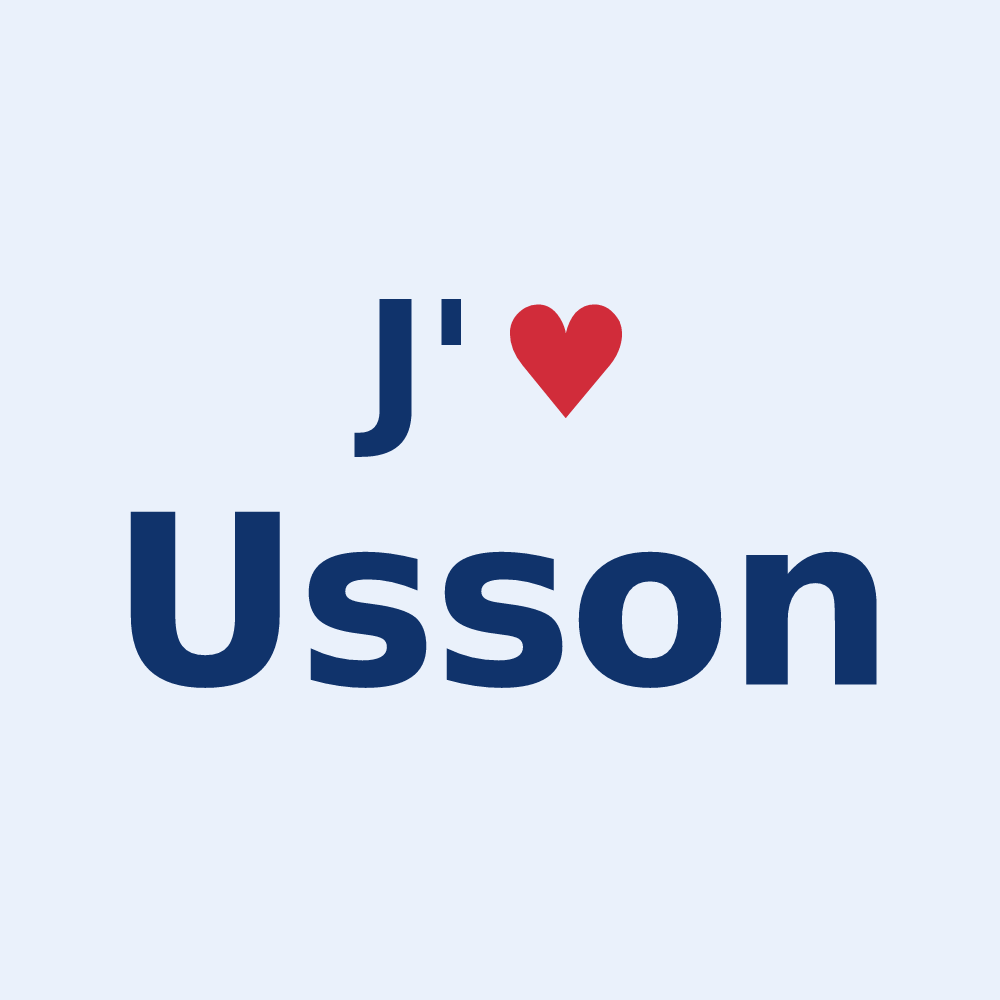 Sticker personnalisé Usson — design J'aime Usson